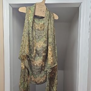 Green and Gold Sleeveless Top